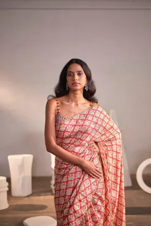 Cream Rose Saree