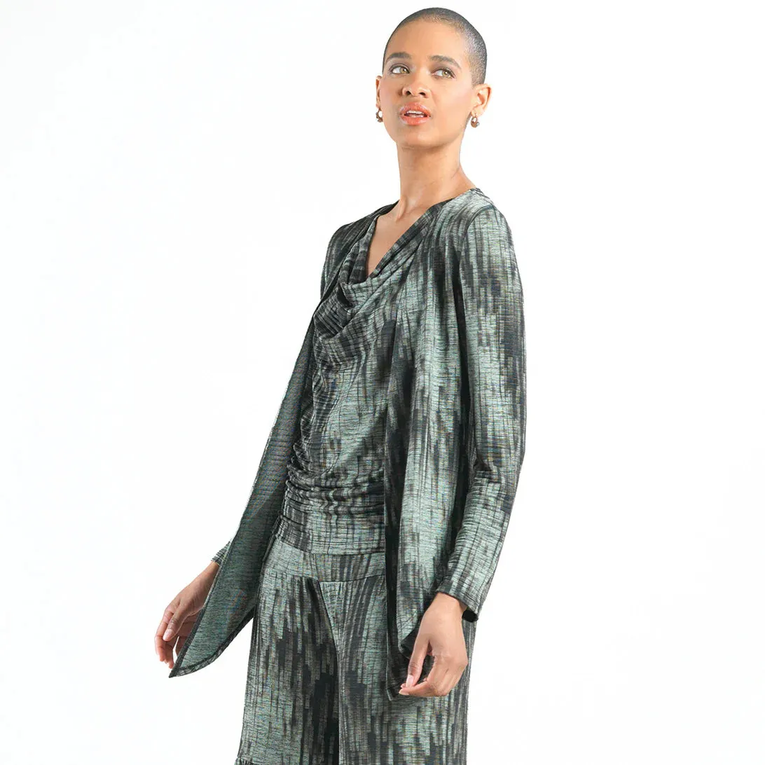 Crinkle Pleat Knit Draped Cowl Tank - Water Ripple