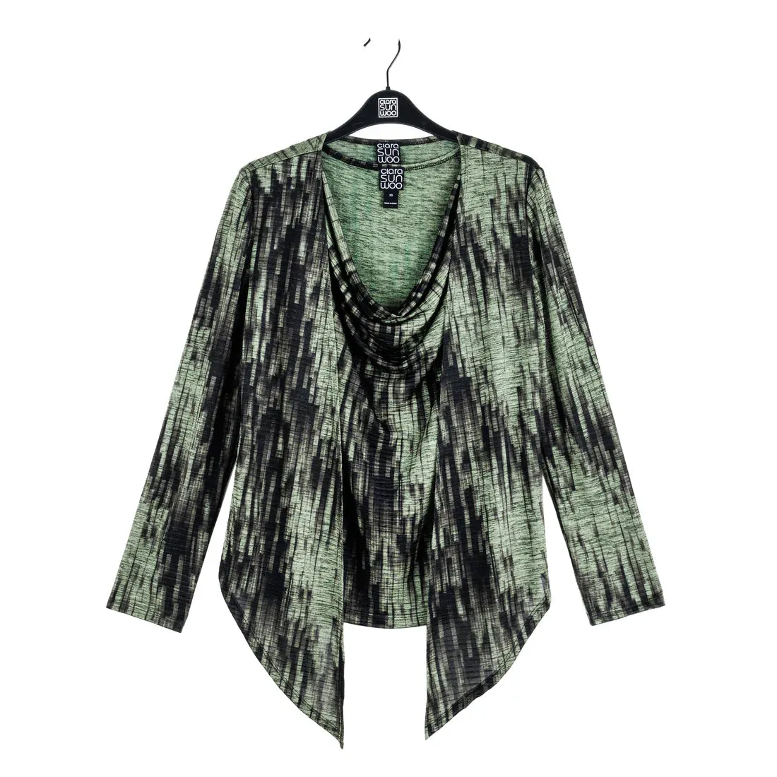 Crinkle Pleat Knit Draped Cowl Tank - Water Ripple