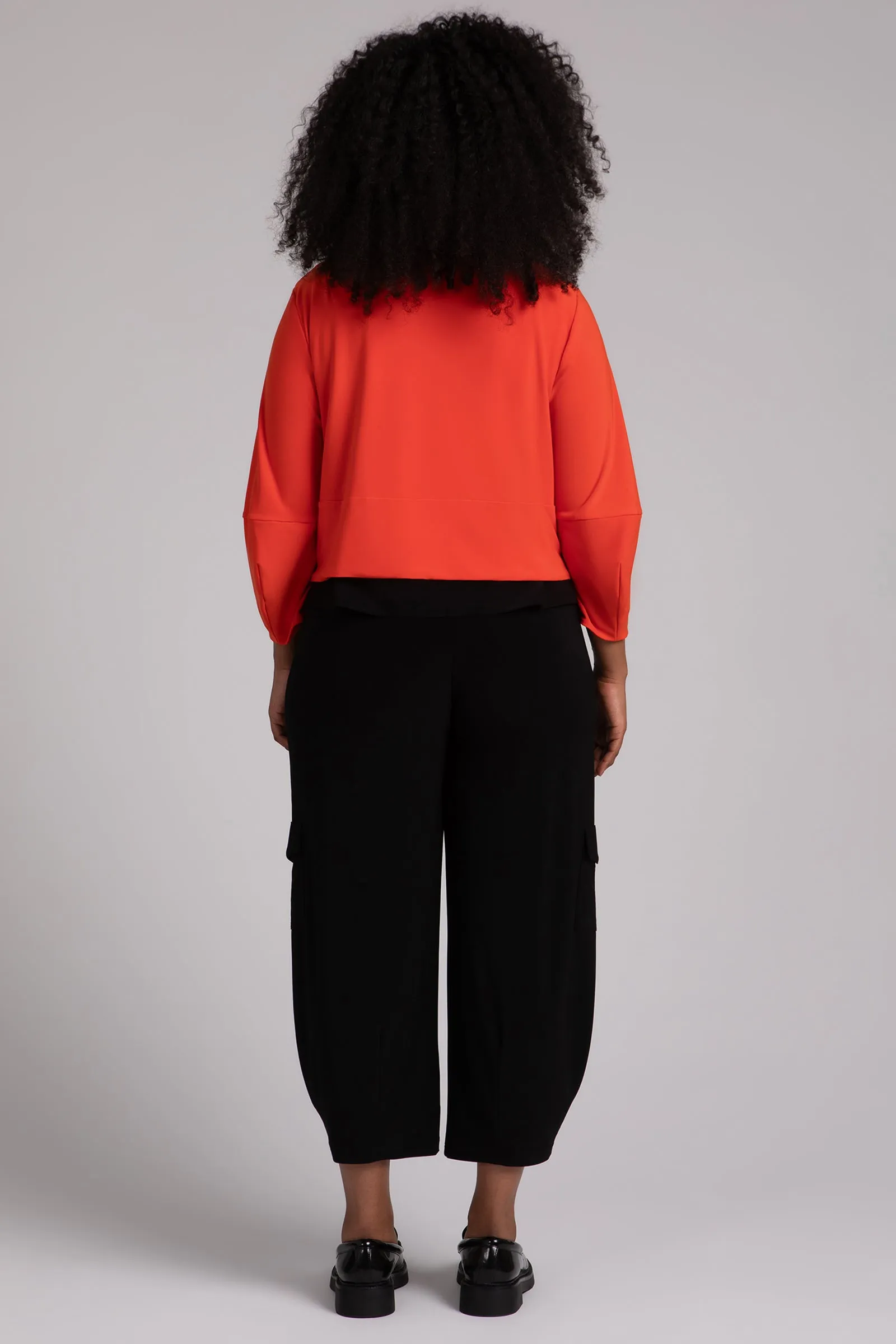 Cropped Lantern Jacket with Zip Front