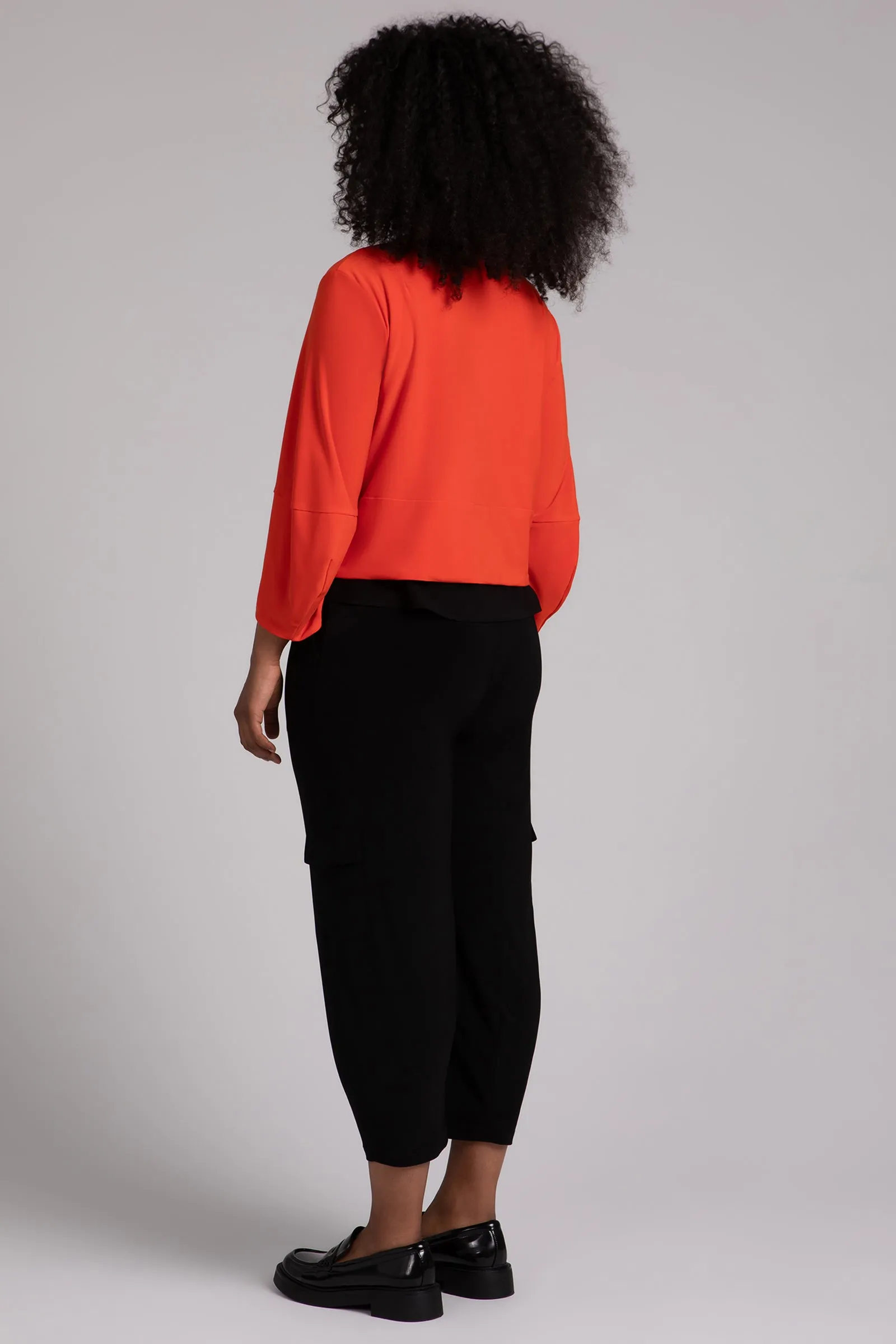 Cropped Lantern Jacket with Zip Front