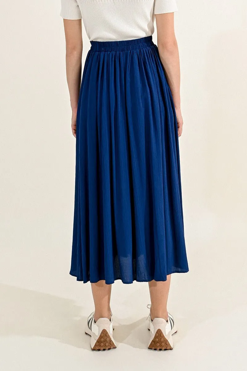 CRUMPLED-EFFECT MIDI SKIRT