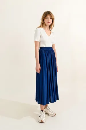 CRUMPLED-EFFECT MIDI SKIRT