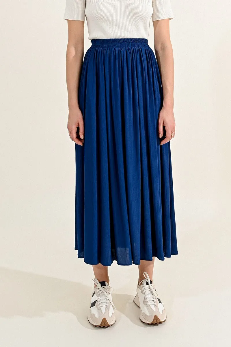 CRUMPLED-EFFECT MIDI SKIRT
