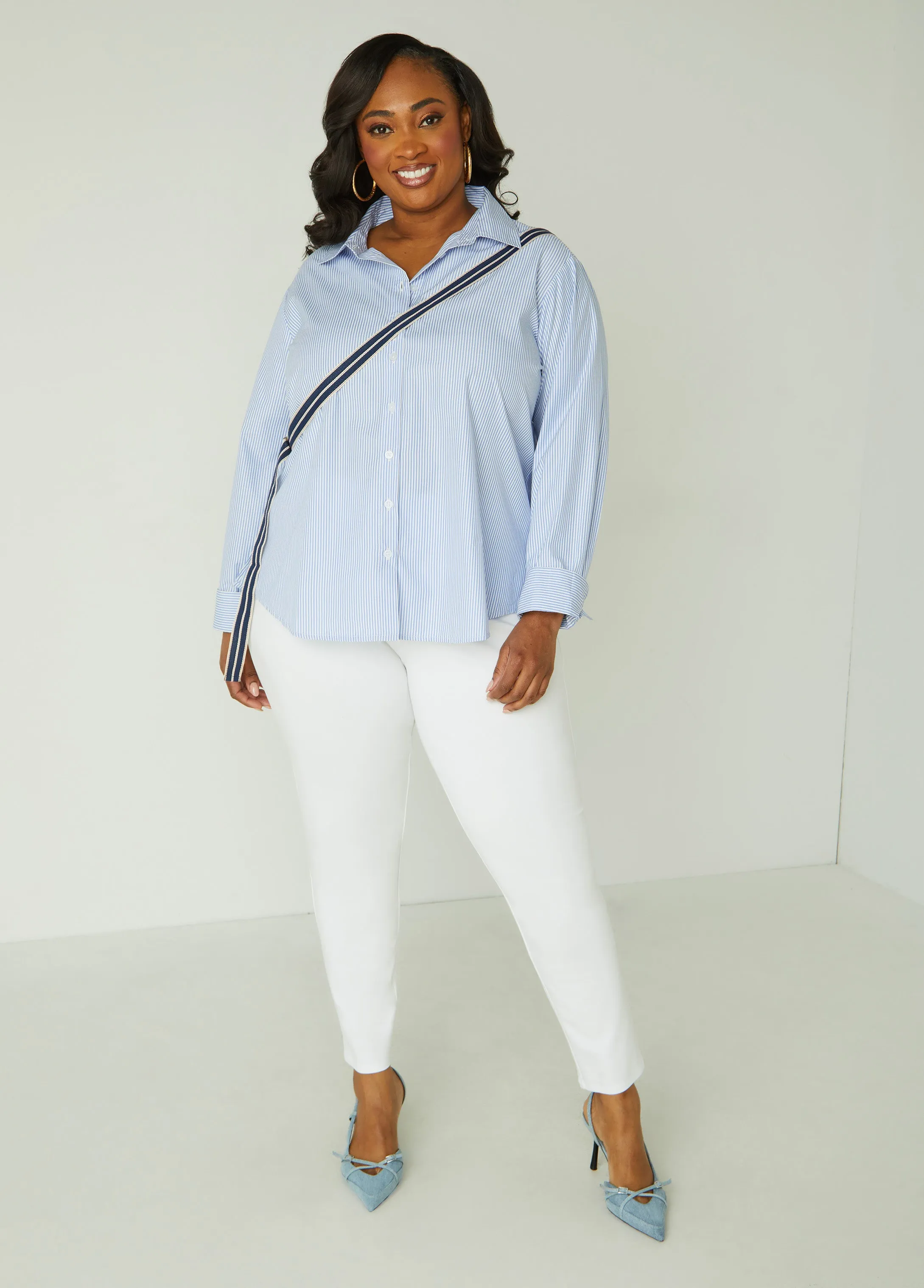 Cutout Striped Shirt