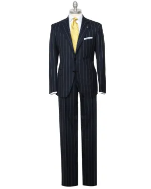 Dark Blue and White Pinstripe Suit