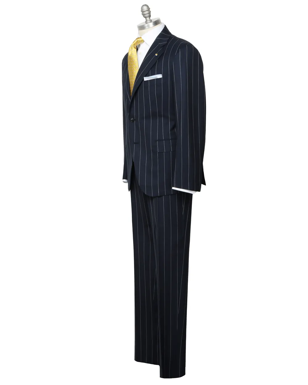 Dark Blue and White Pinstripe Suit