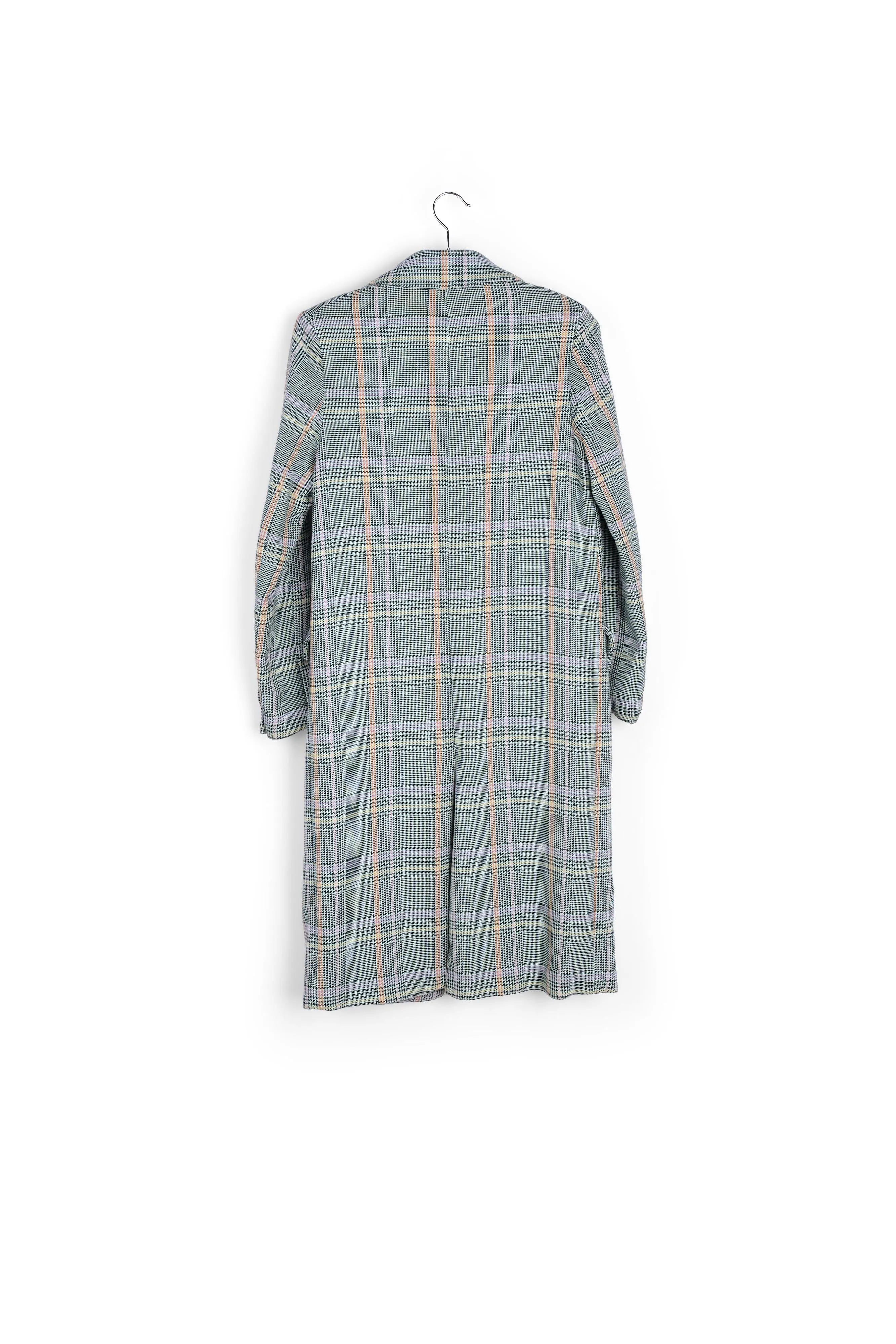 Dark green plaid double-breasted coat