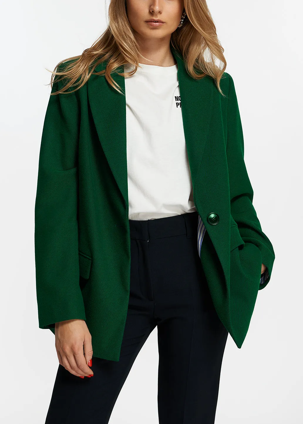 Dark green single-breasted blazer