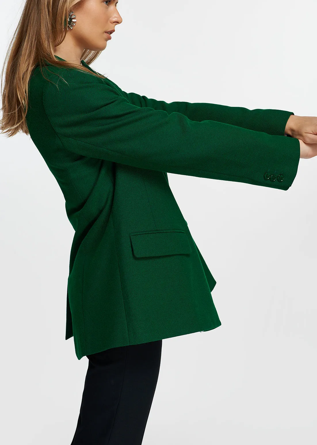 Dark green single-breasted blazer