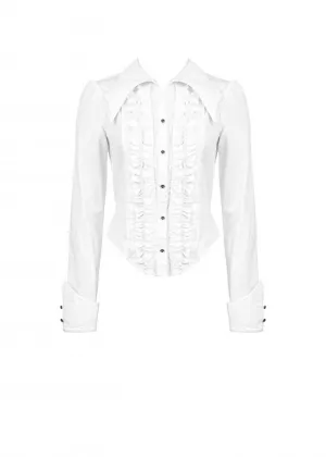 Dark In Love Victorian Ruffles Blouse White
