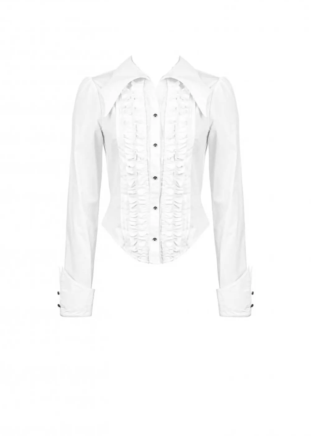 Dark In Love Victorian Ruffles Blouse White