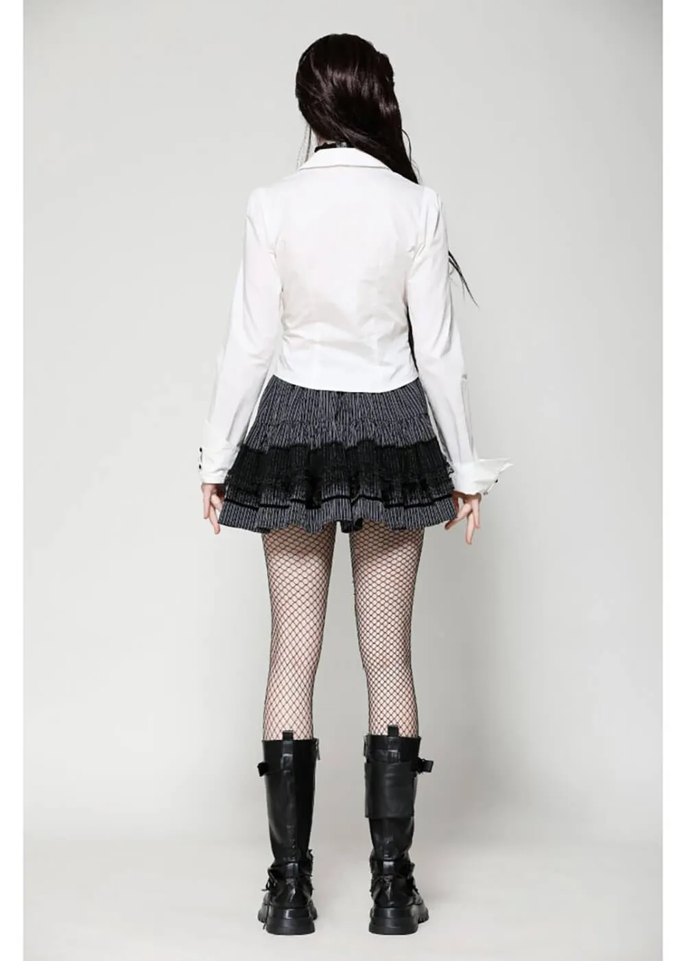 Dark In Love Victorian Ruffles Blouse White