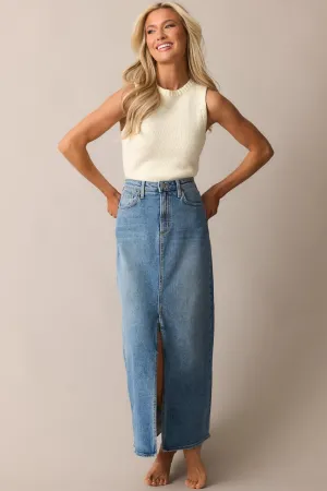 Days Of Dreaming Medium Wash Denim Midi Skirt