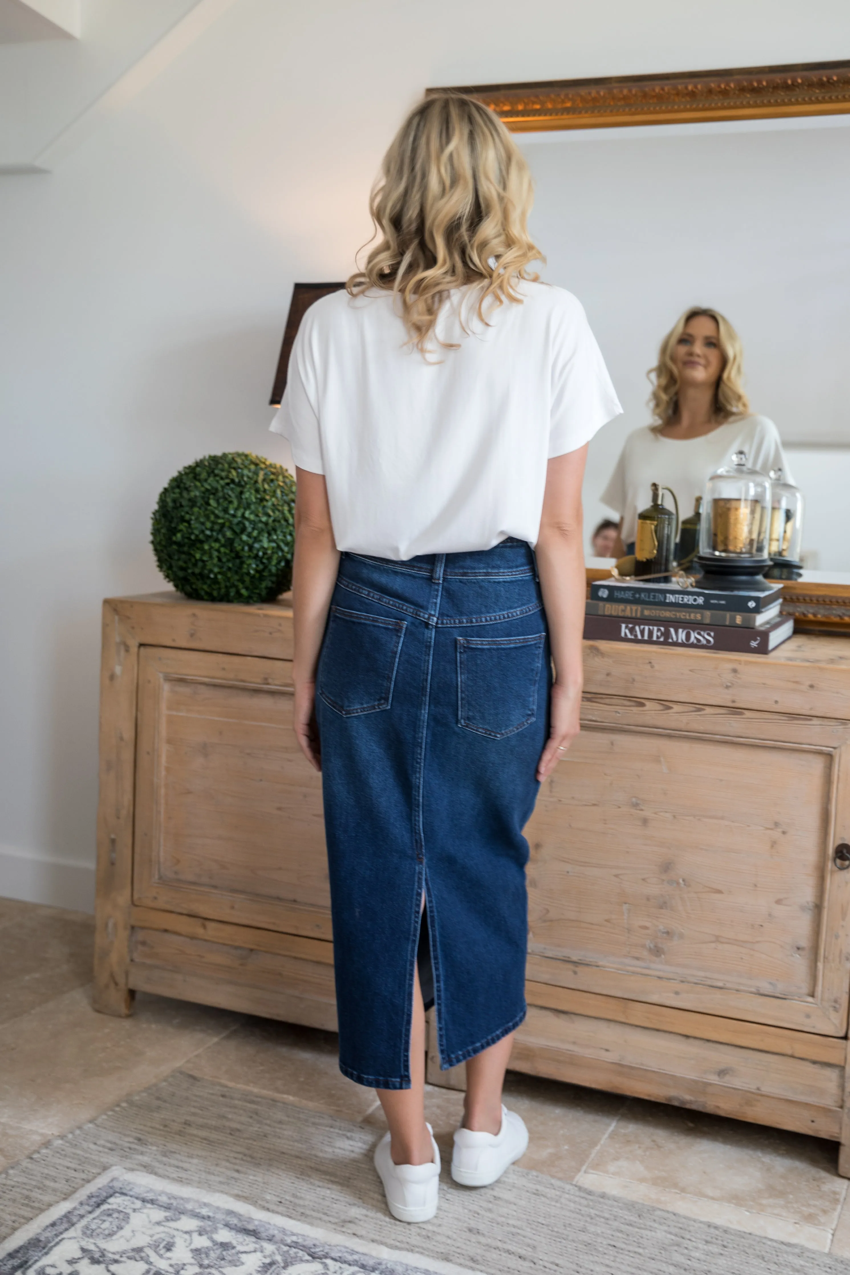 Denim Maxi Skirt | Dark Denim | FINAL SALE