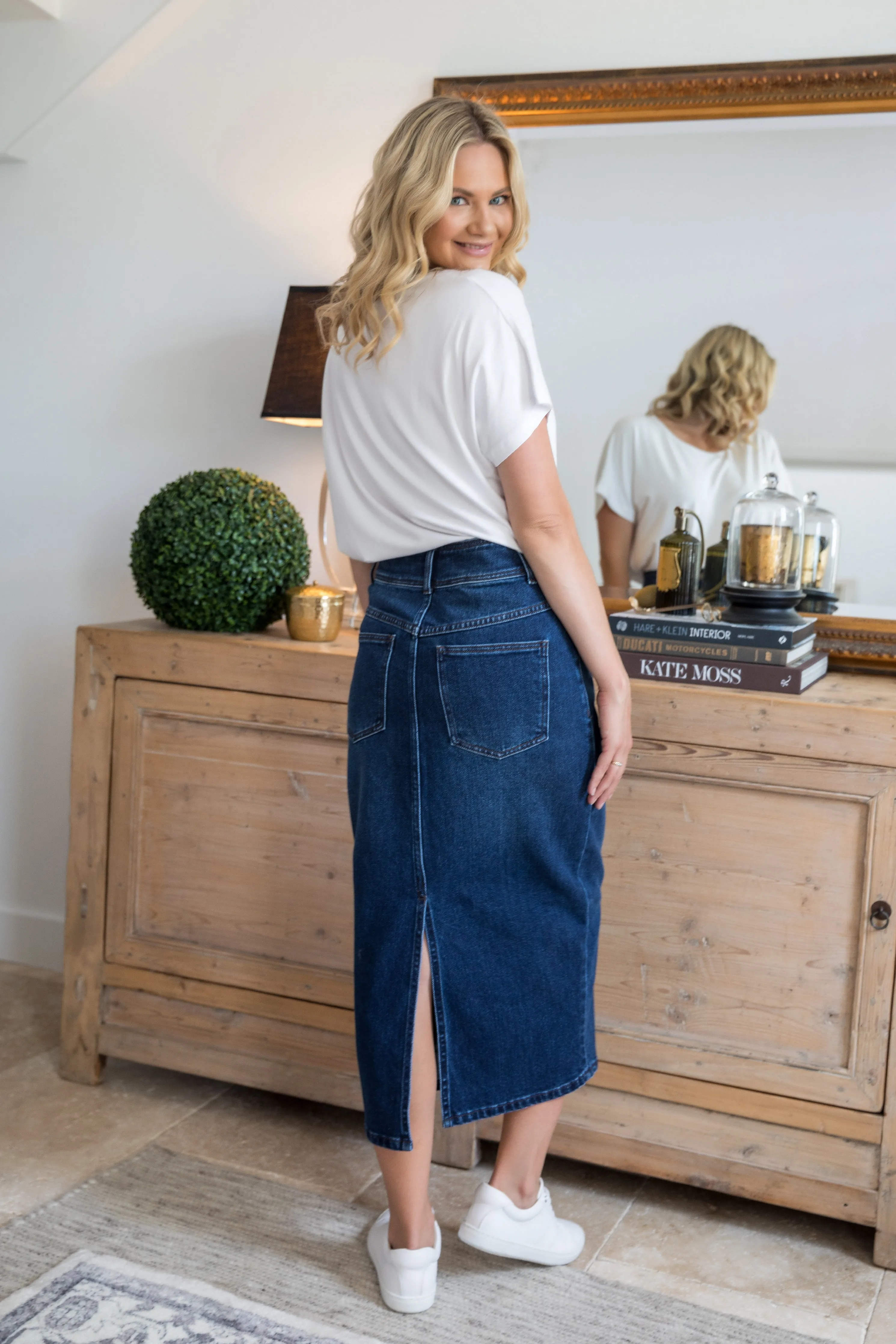 Denim Maxi Skirt | Dark Denim | FINAL SALE