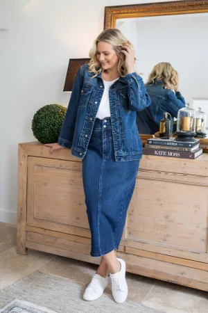 Denim Maxi Skirt | Dark Denim | FINAL SALE