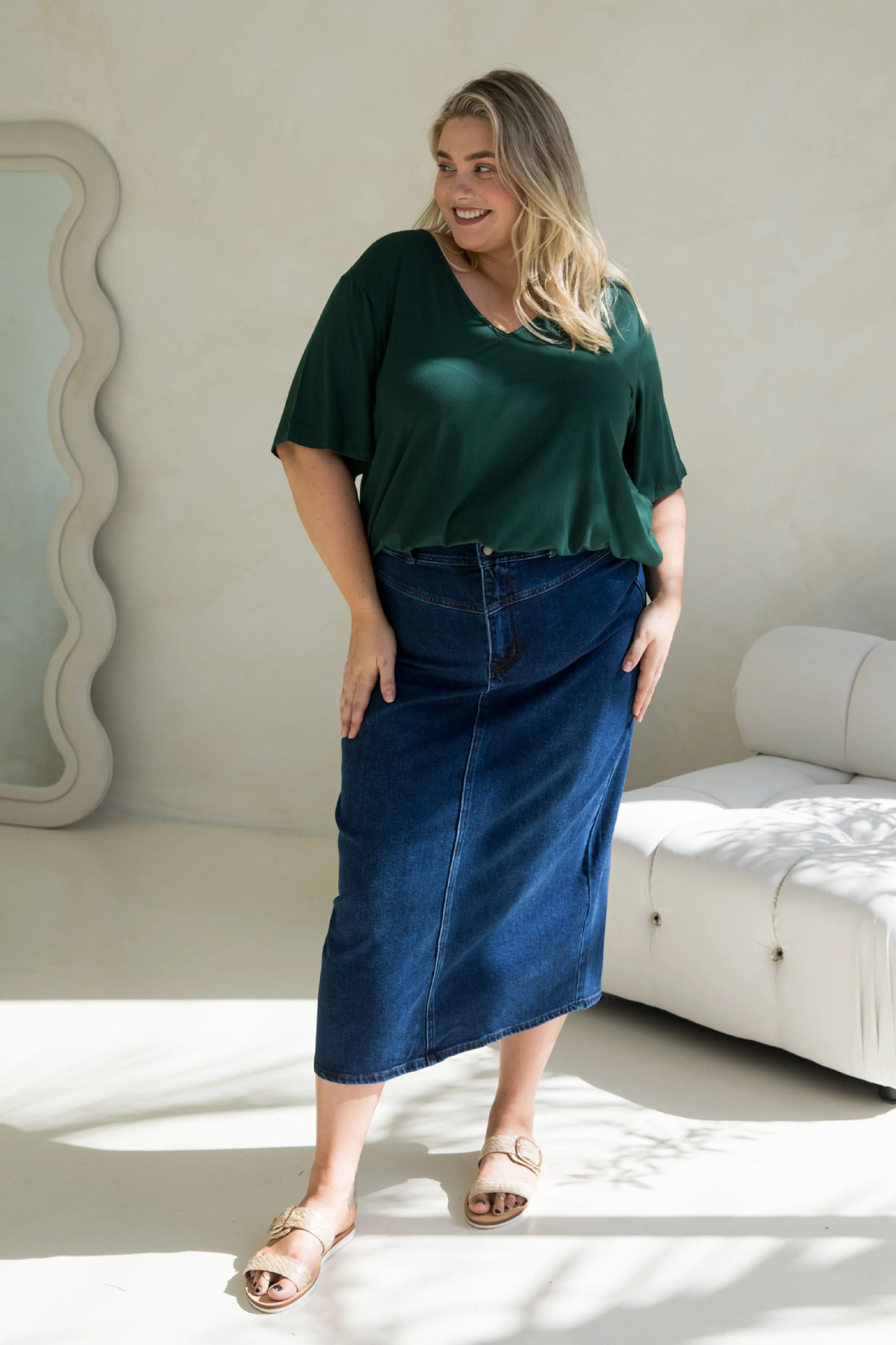 Denim Maxi Skirt | Dark Denim | FINAL SALE