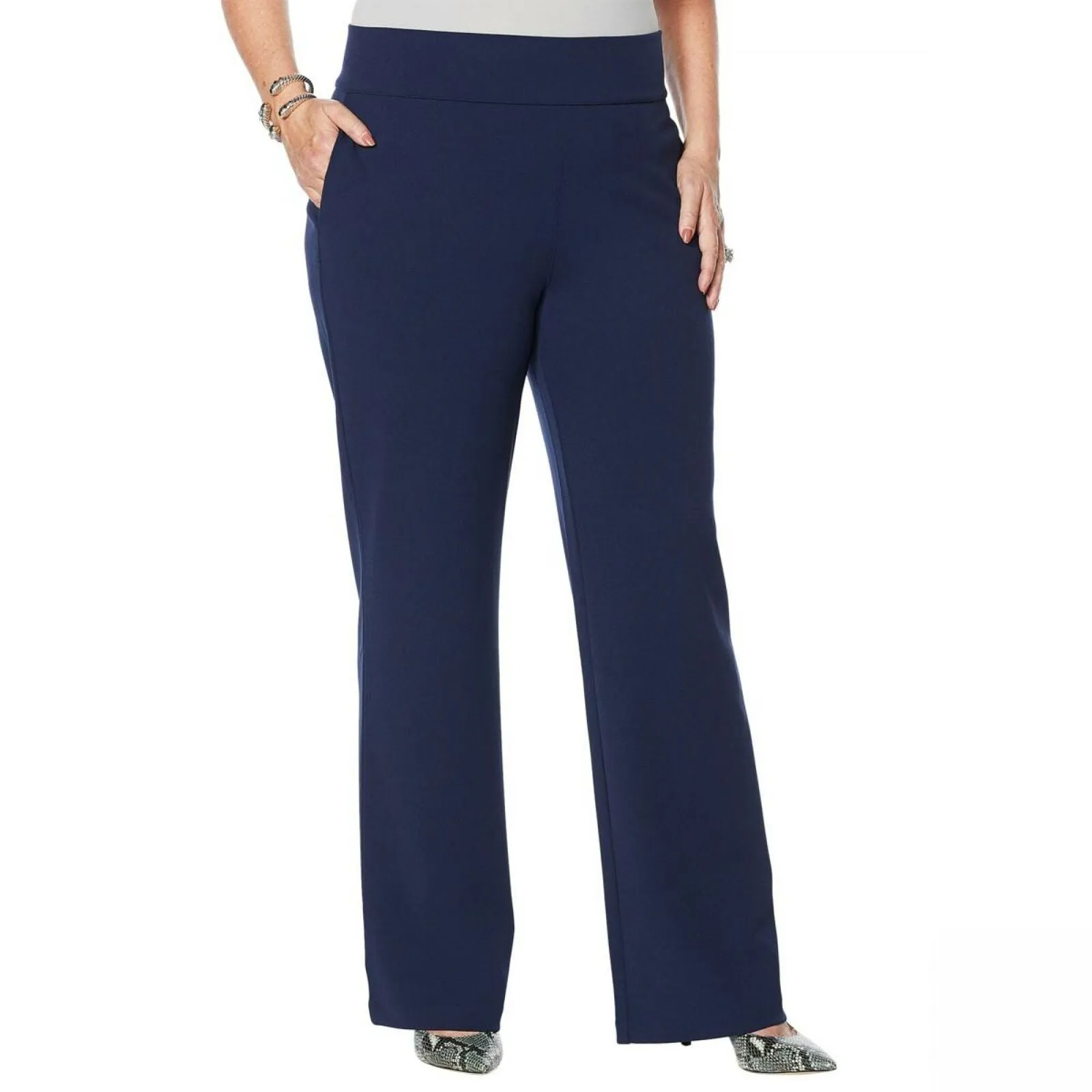 DG2 by Diane Gilman Women's Plus Size Wrinkle-Resistant Stretch Pull-On Trousers