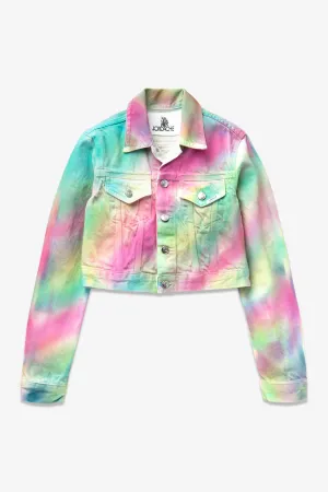 DIAGONAL RAINBOW CROPPED JACKET