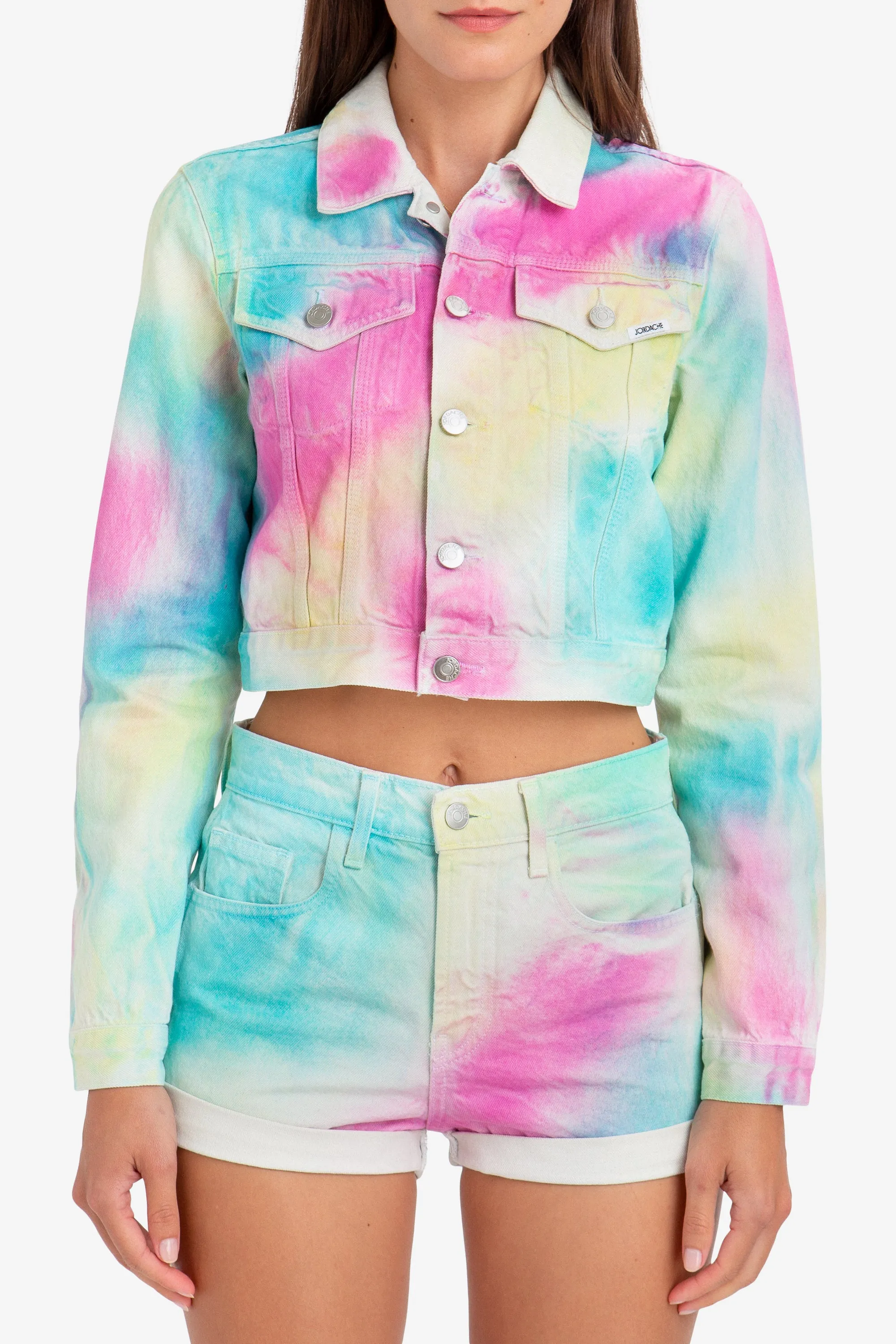 DIAGONAL RAINBOW CROPPED JACKET
