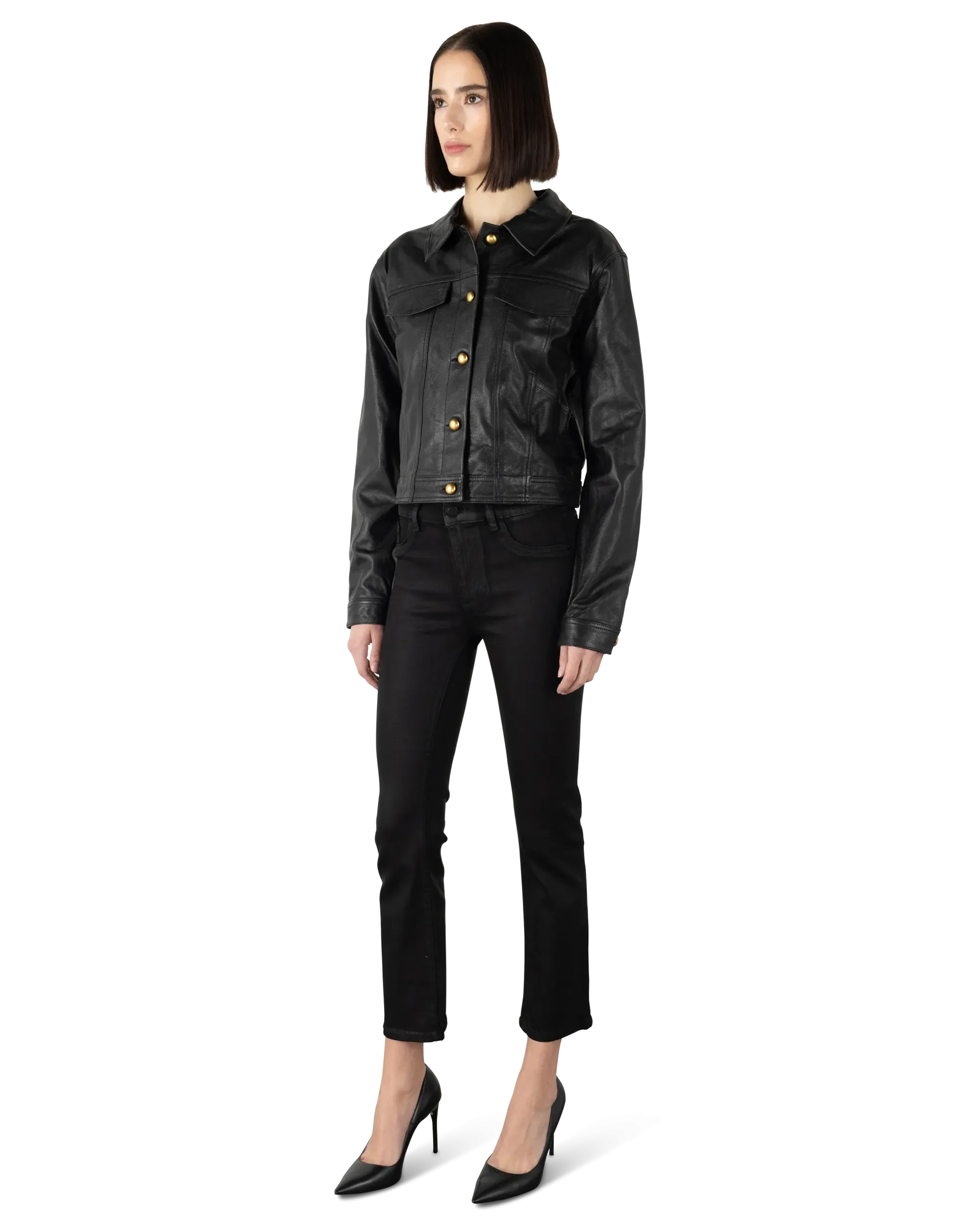 DL1961 Vika Cropped Leather Jacket