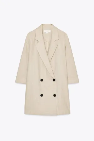 Double-breasted linen-blend blazer