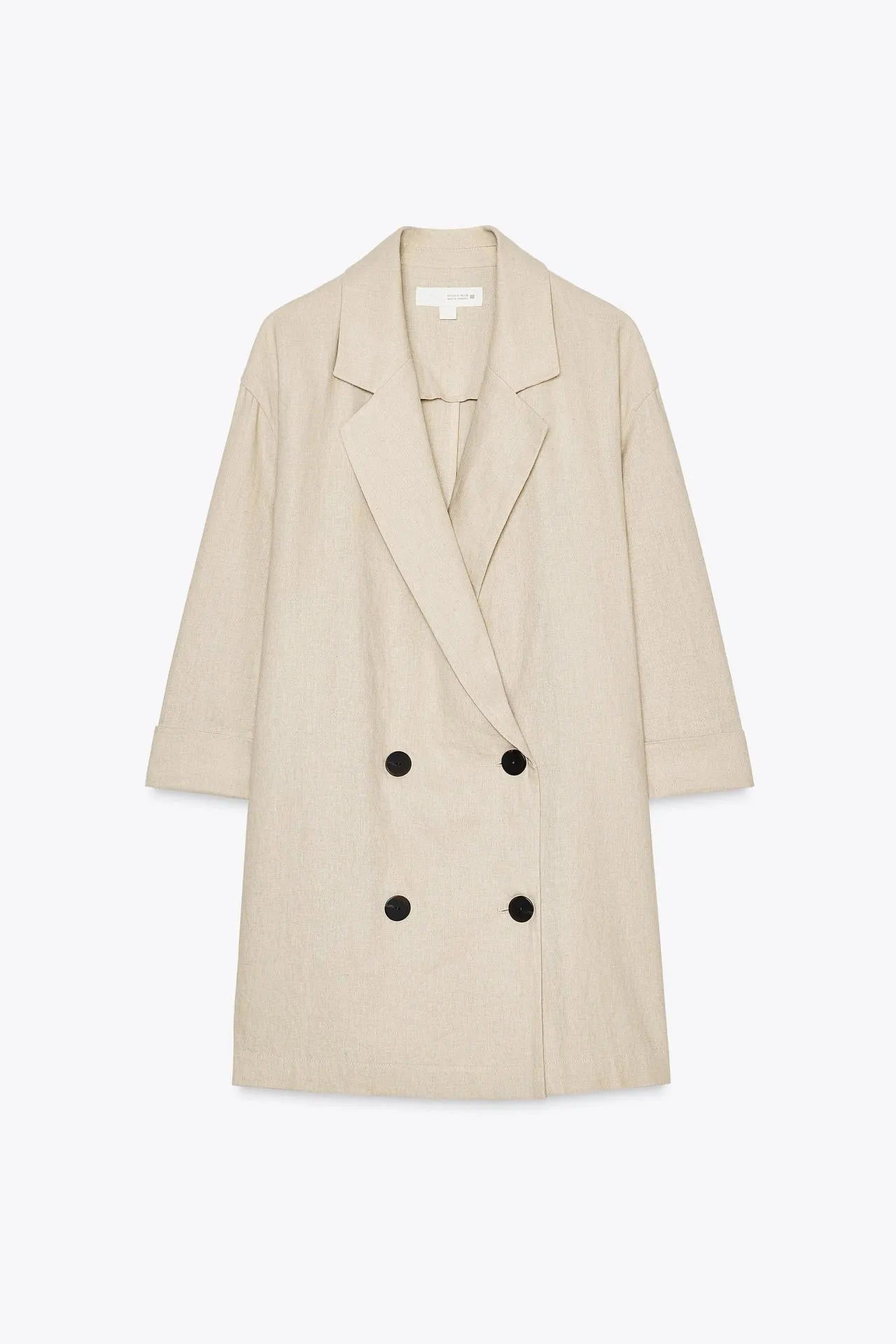 Double-breasted linen-blend blazer