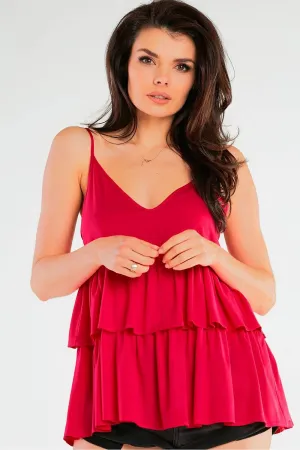 Draped Back Frill Viscose Blouse