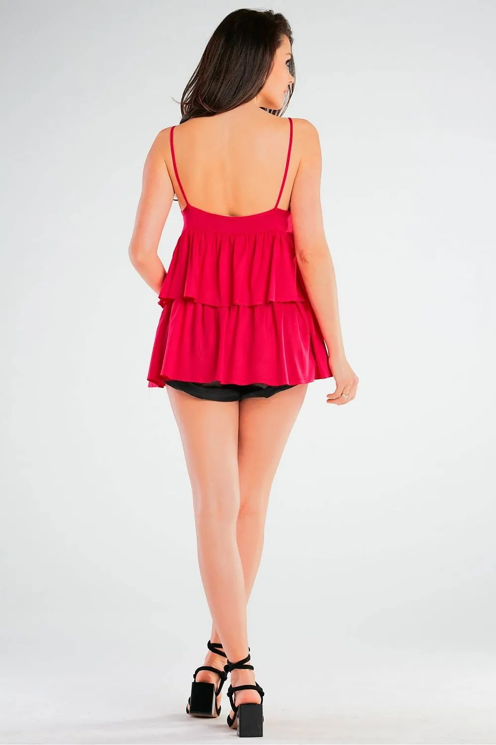 Draped Back Frill Viscose Blouse