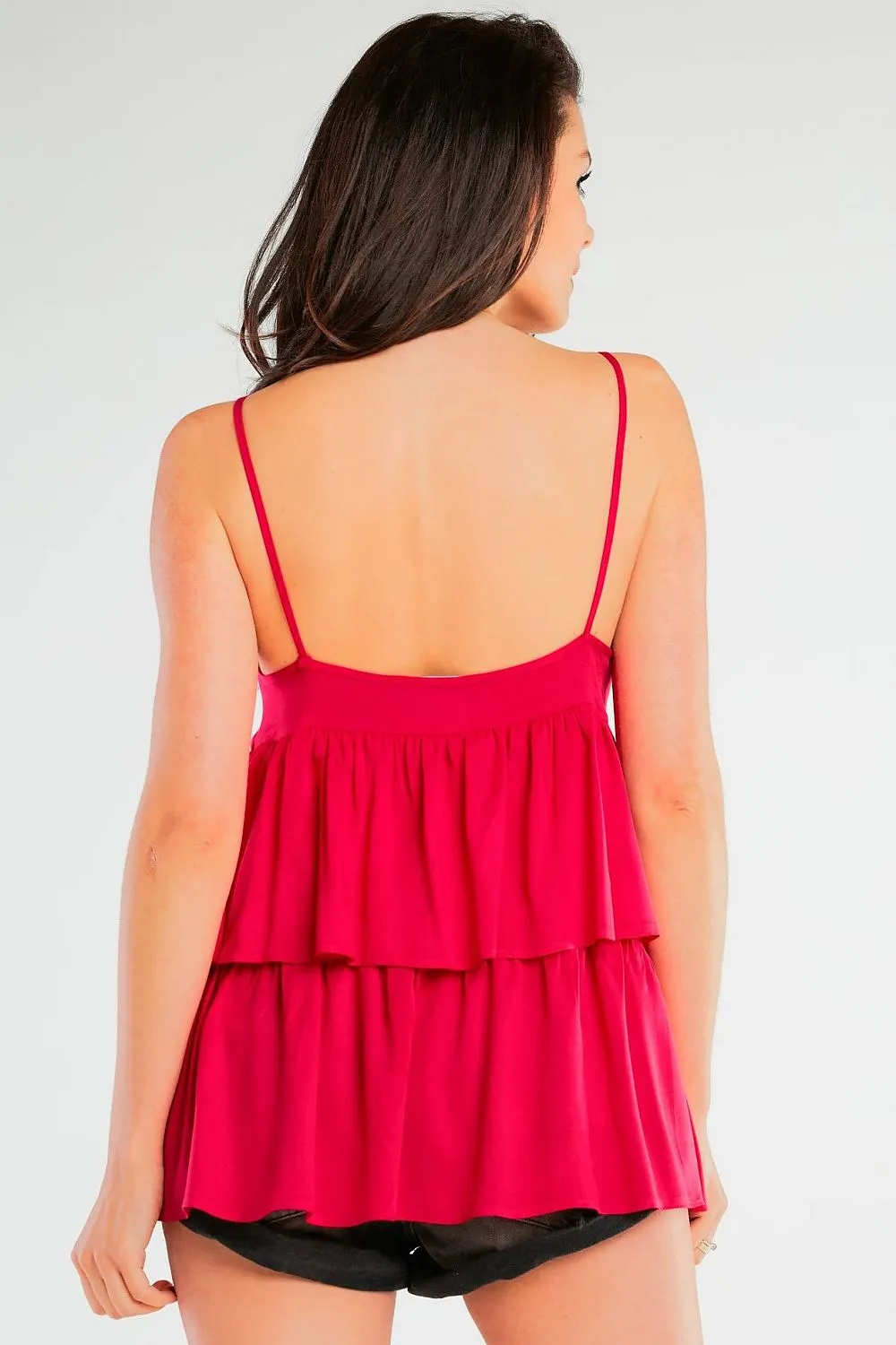 Draped Back Frill Viscose Blouse