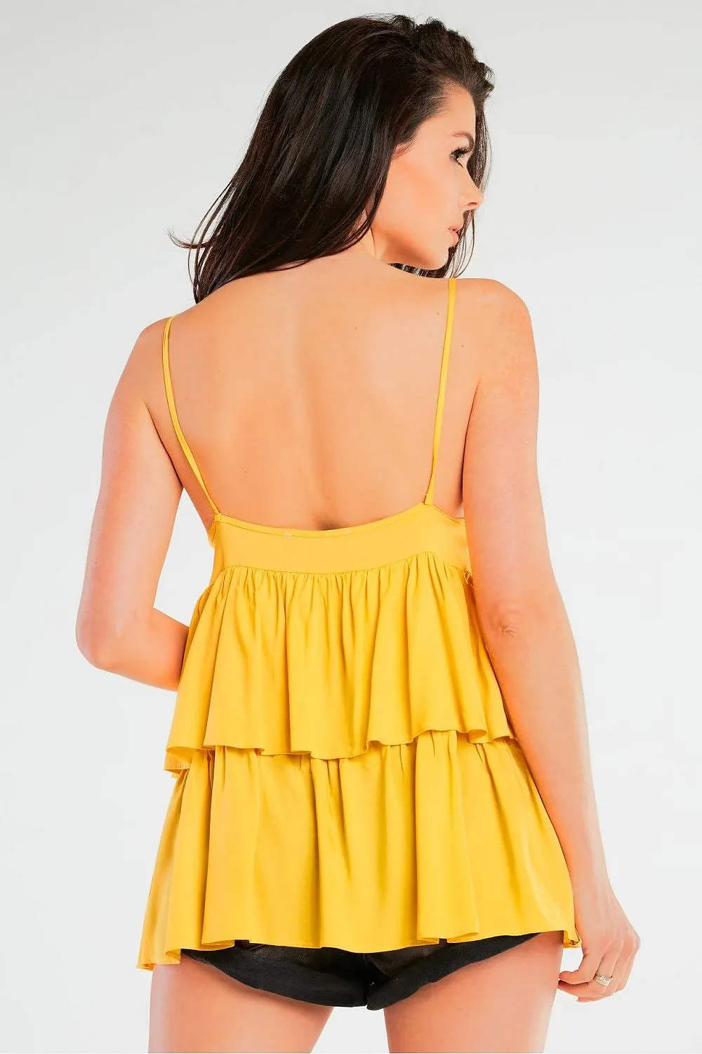 Draped Back Frill Viscose Blouse