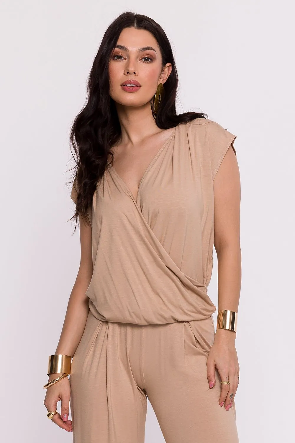 Draped Envelope Blouse with Batwing Sleeves