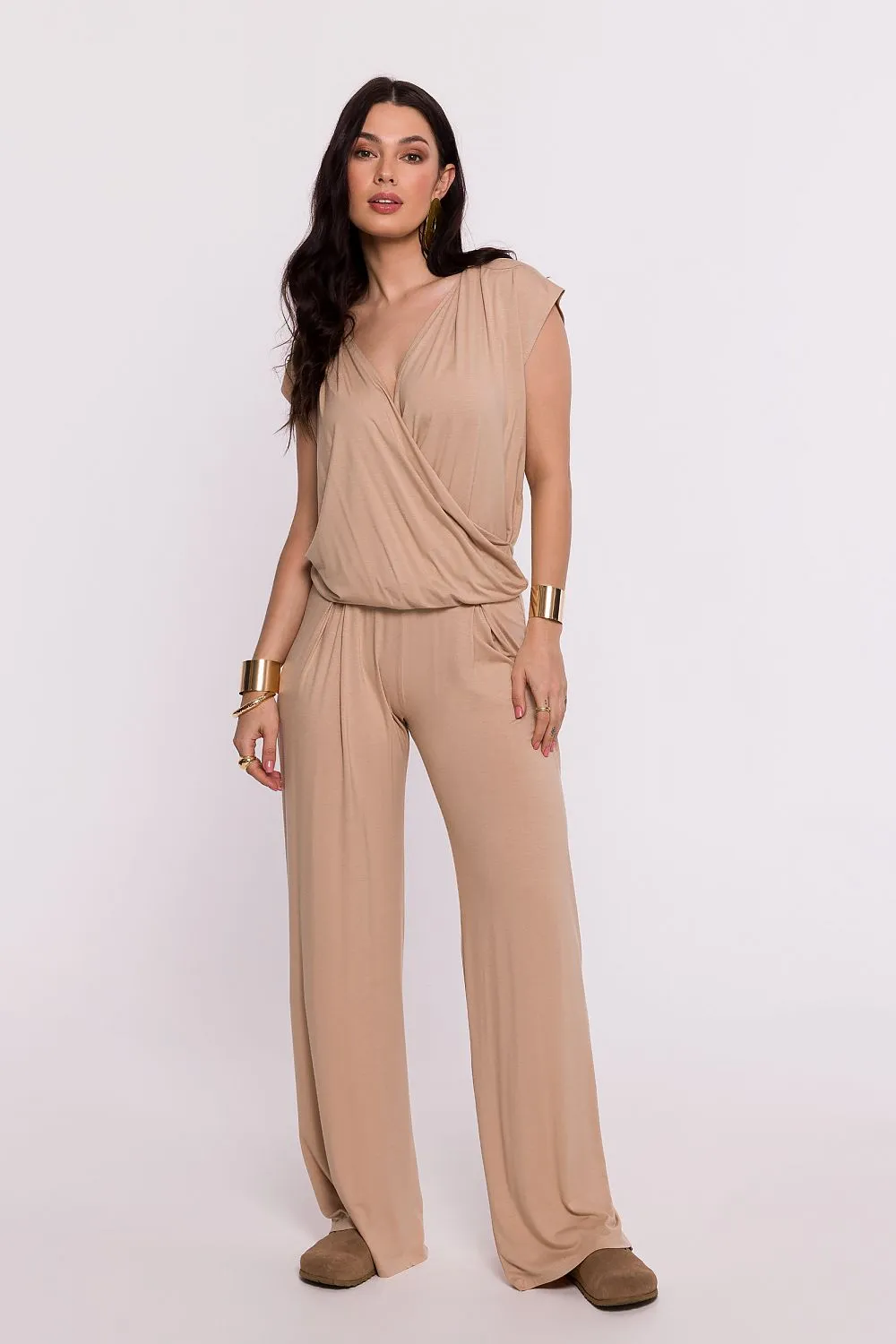Draped Envelope Blouse with Batwing Sleeves