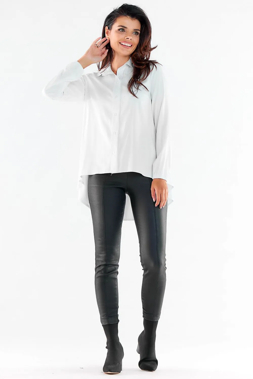 Draped Long-Sleeve Relaxed Shirt