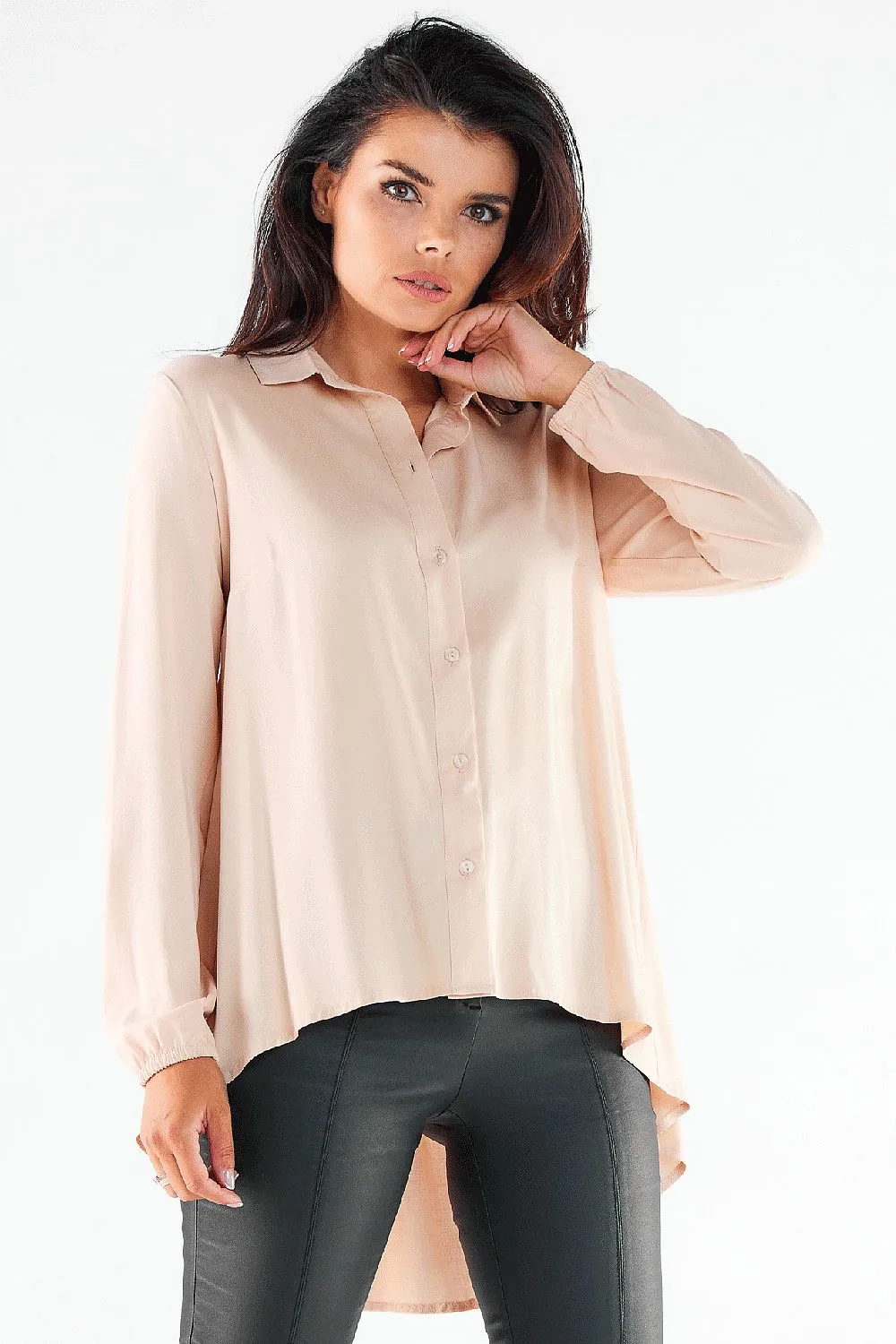 Draped Long-Sleeve Relaxed Shirt