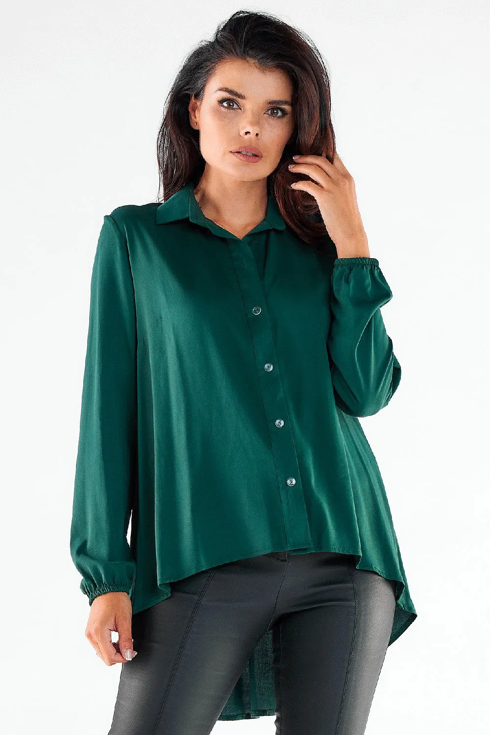 Draped Long-Sleeve Relaxed Shirt