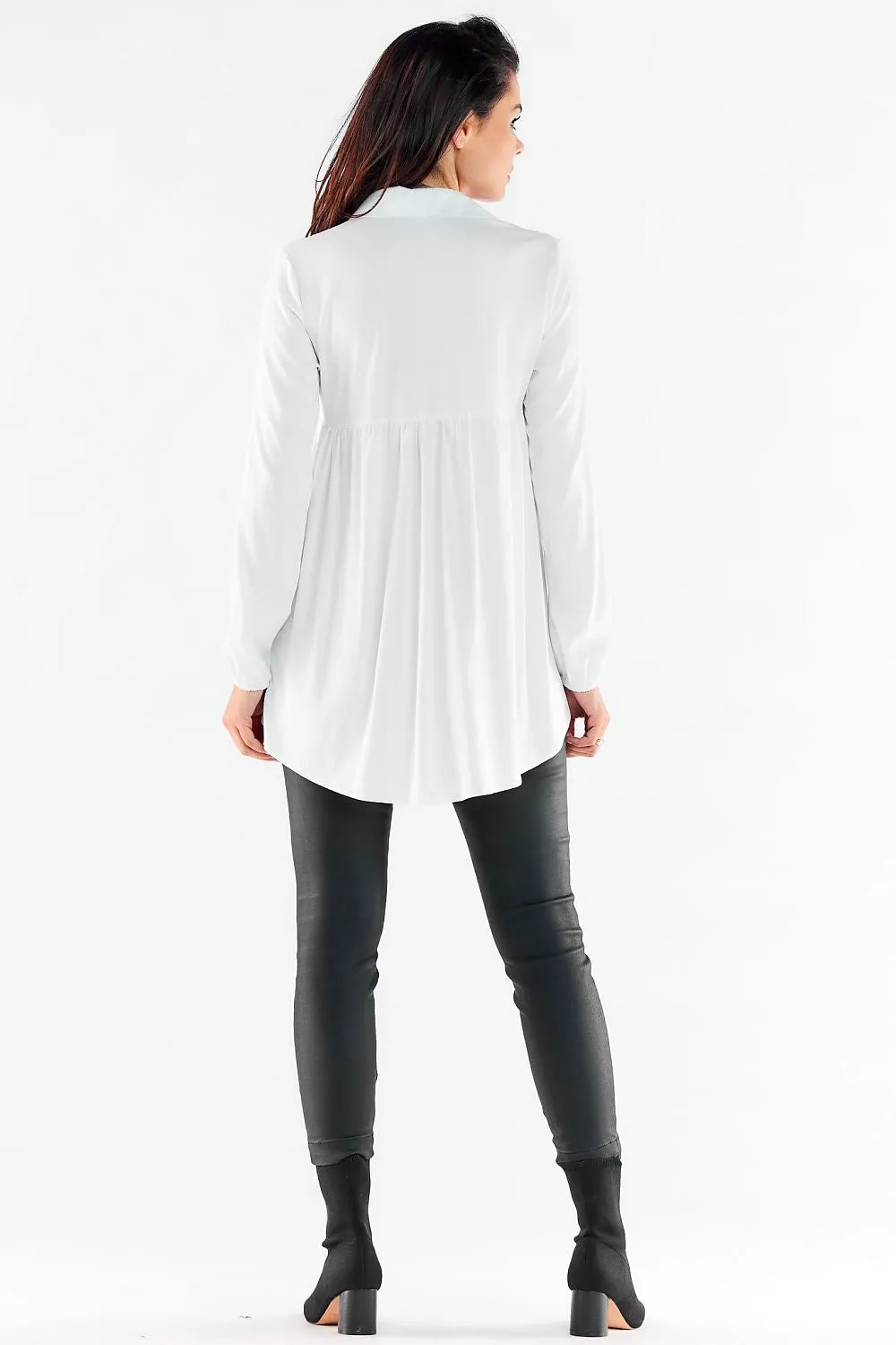 Draped Long-Sleeve Relaxed Shirt