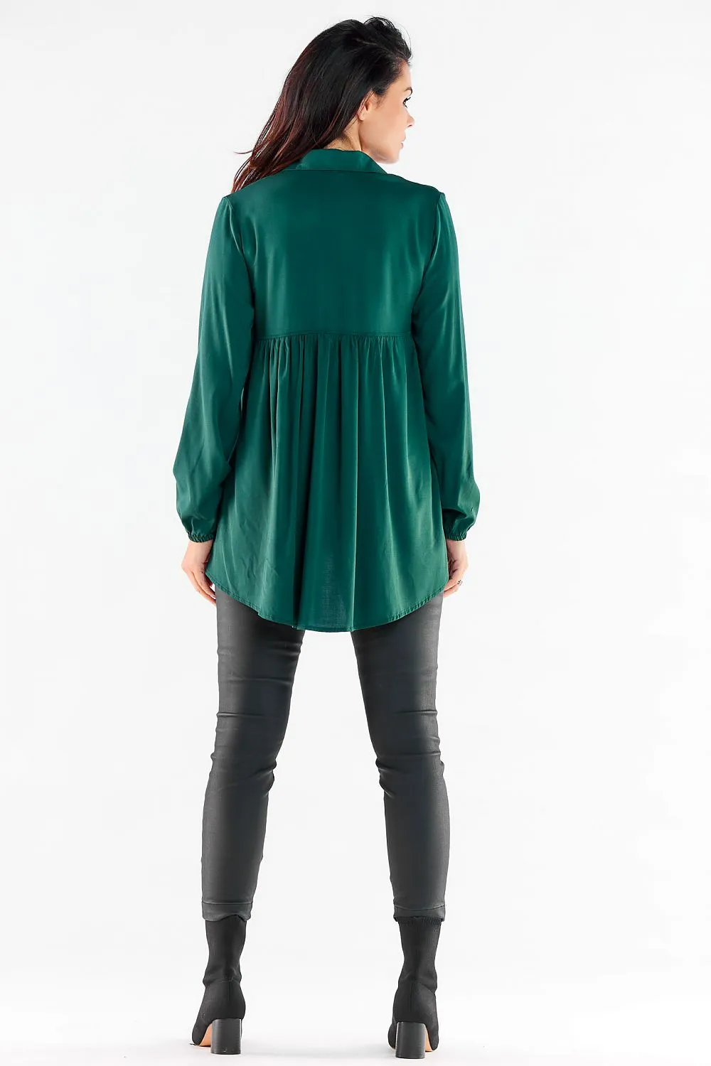 Draped Long-Sleeve Relaxed Shirt