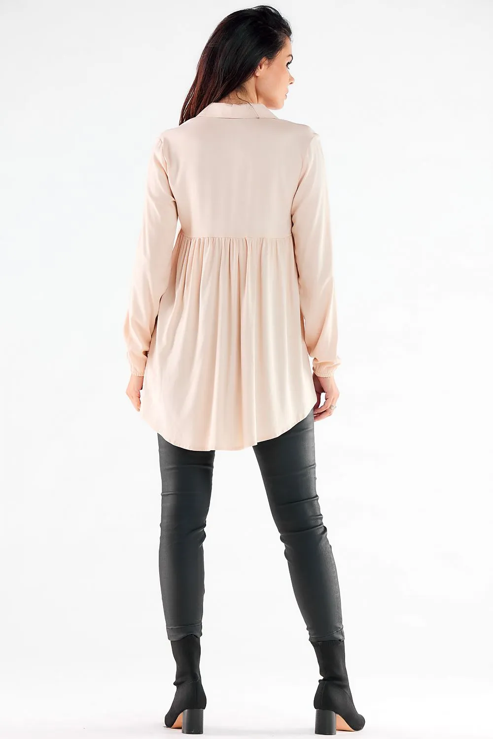 Draped Long-Sleeve Relaxed Shirt
