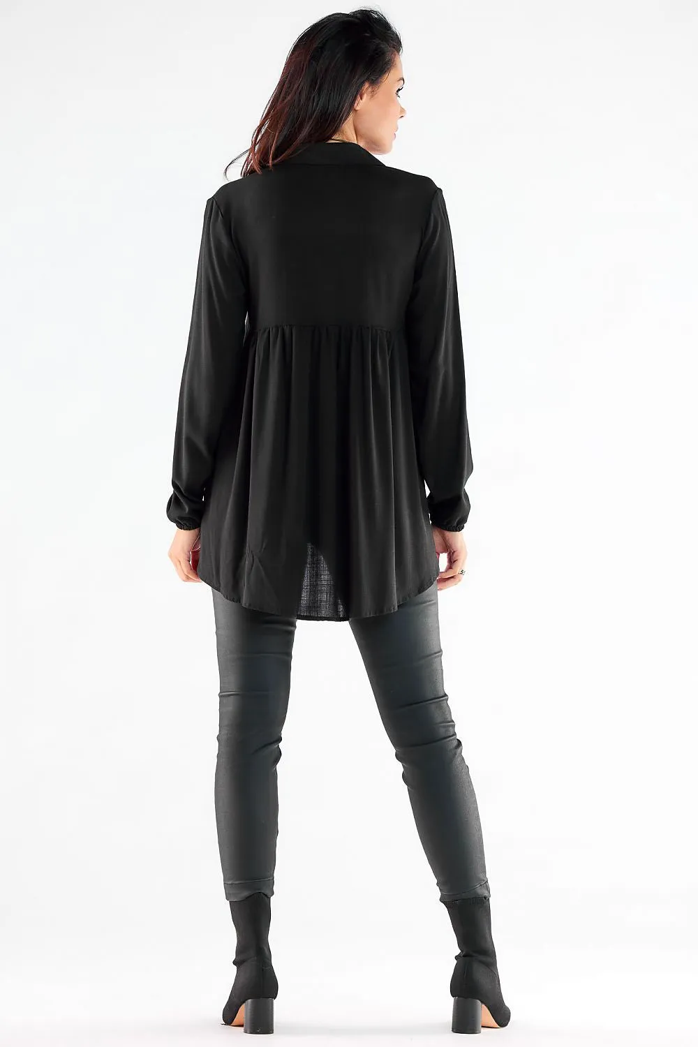 Draped Long-Sleeve Relaxed Shirt