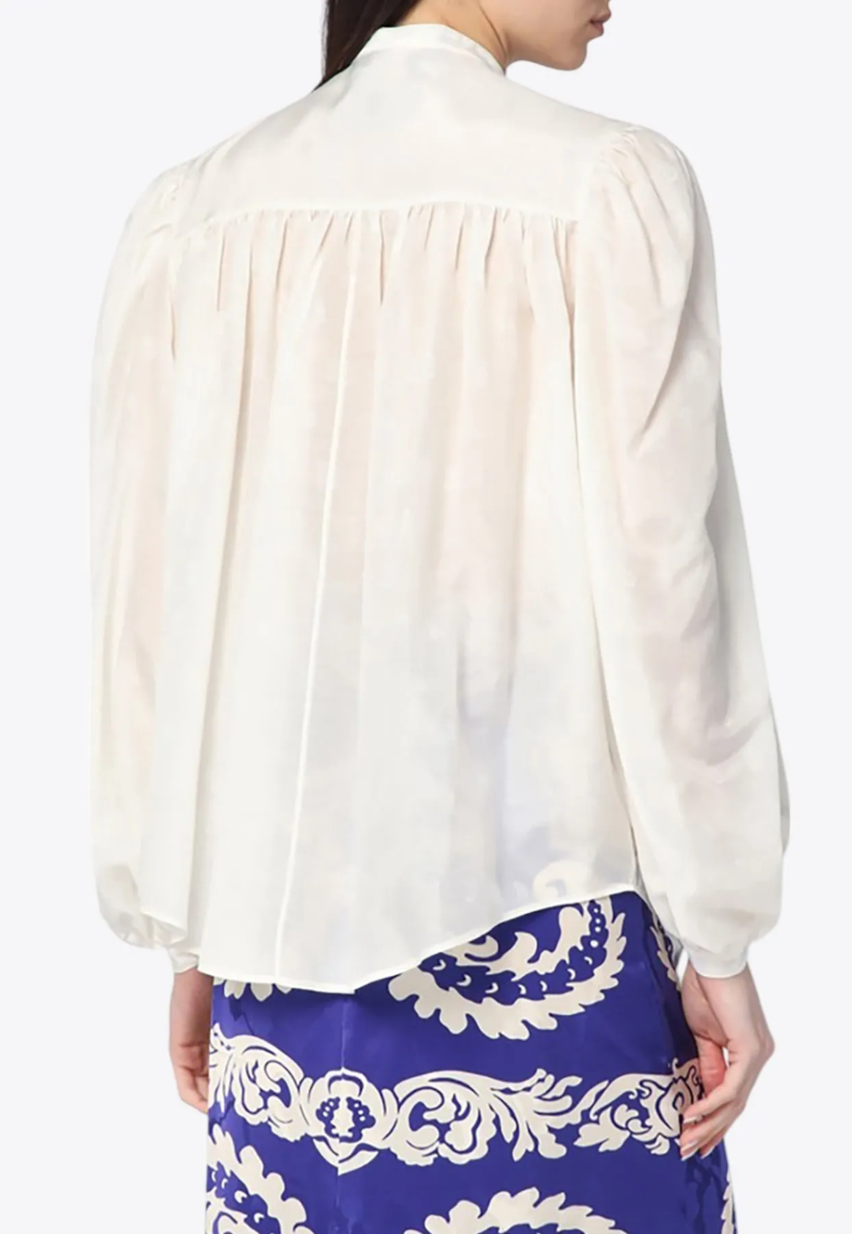 Draped Silk-Blend Blouse