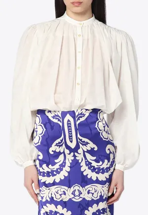 Draped Silk-Blend Blouse