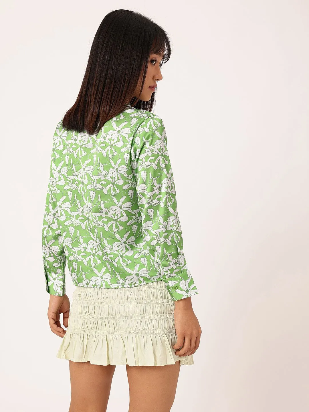 DressBerry Spirited Petals Knot & Tie Hem Shirt