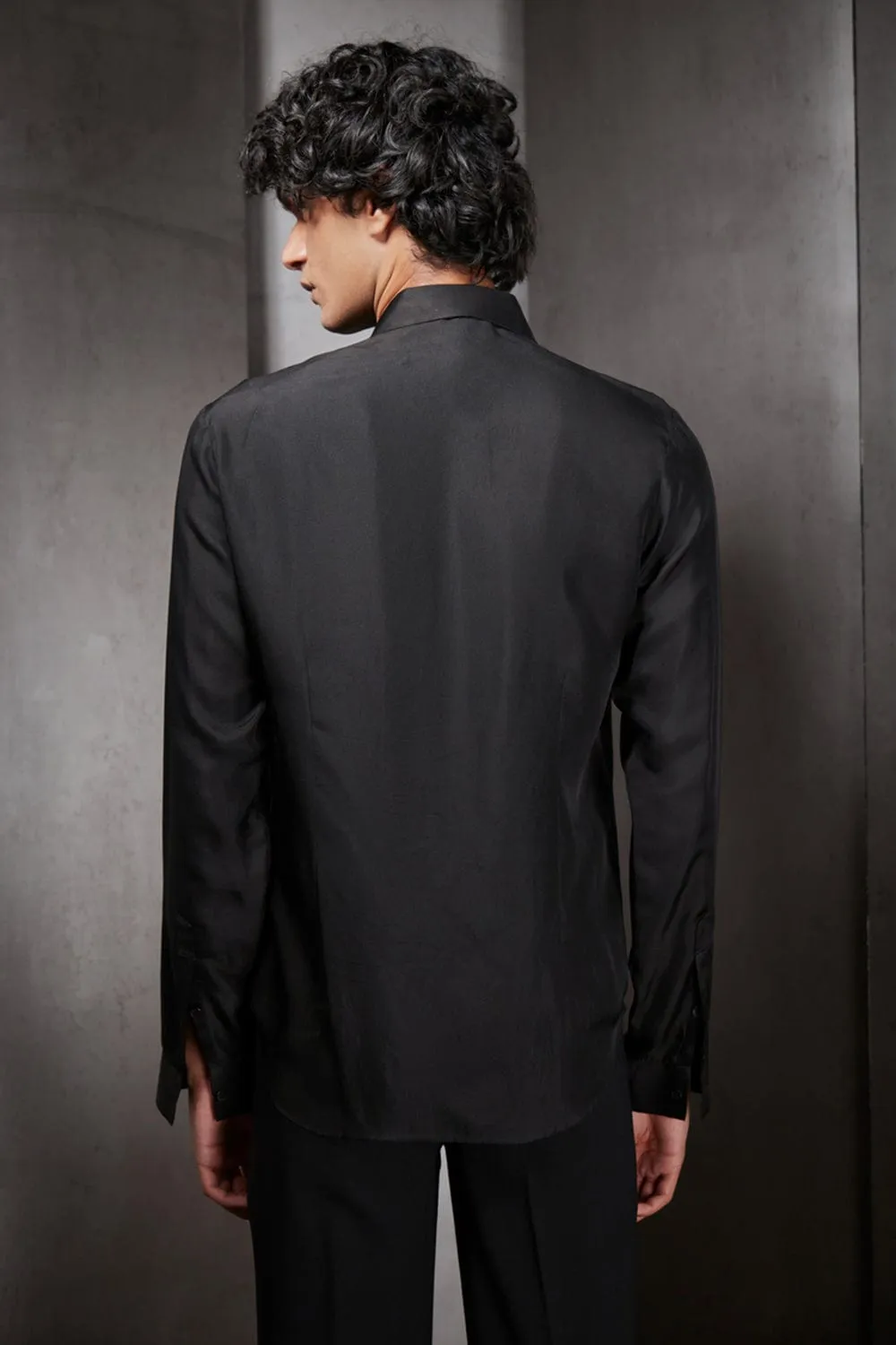 Embroidered Crepe Shirt