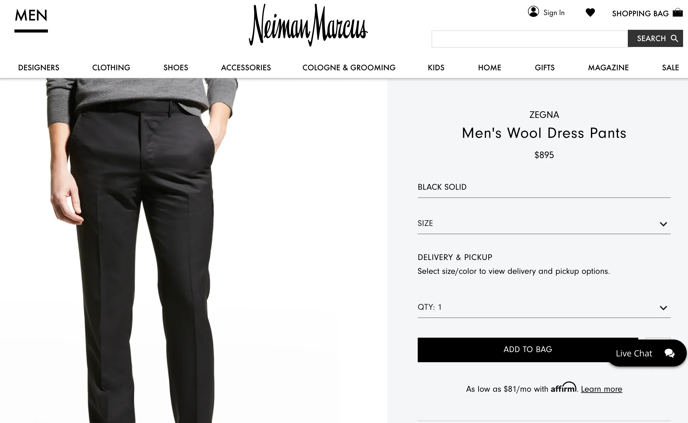 ERMENEGILDO ZEGNA - "NMSBLK MILA" Black Premium Dress Pants - 35W (52EU)