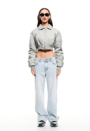 ESSENTIAL CROPPED BOMBER - MATCHA