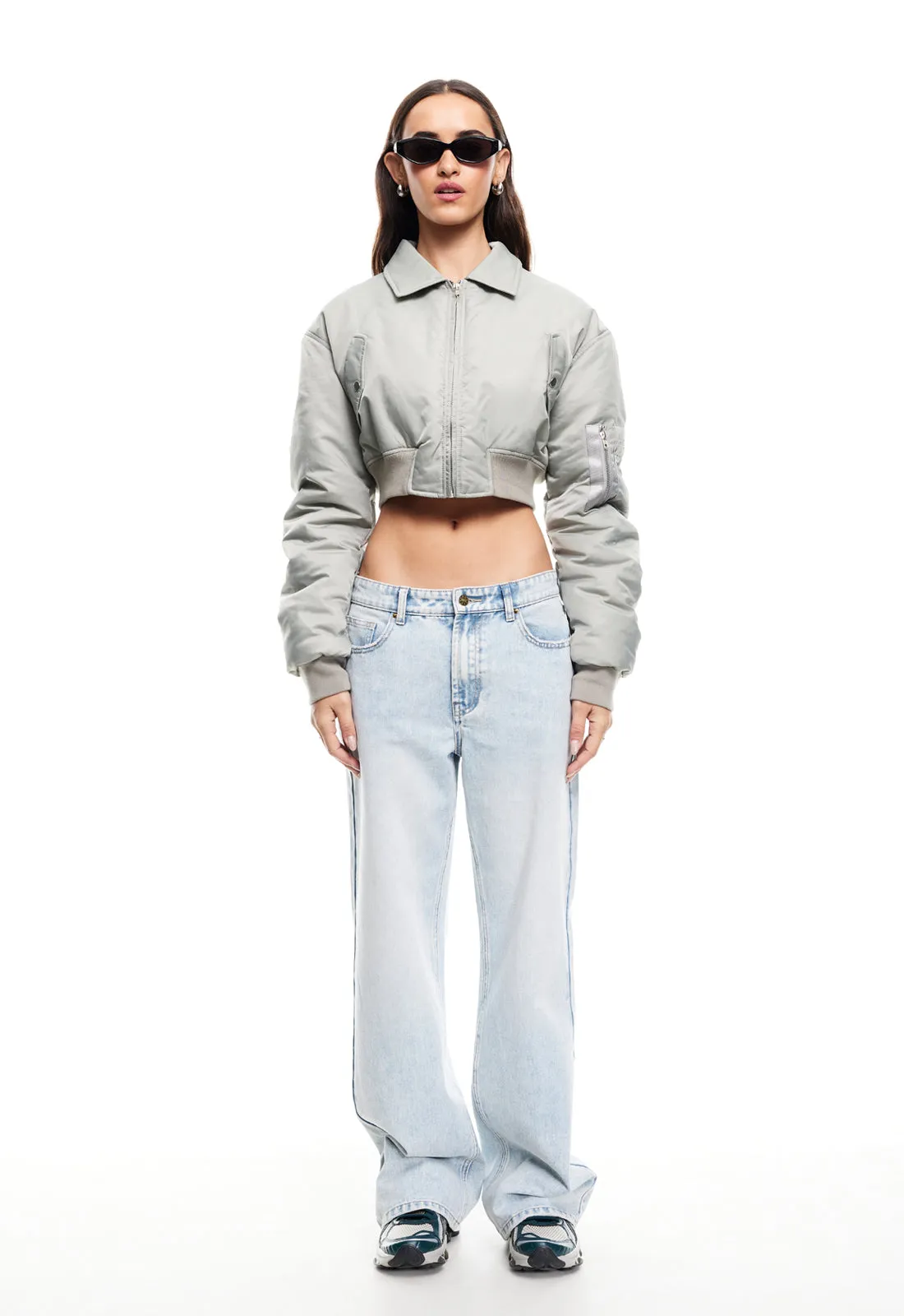 ESSENTIAL CROPPED BOMBER - MATCHA