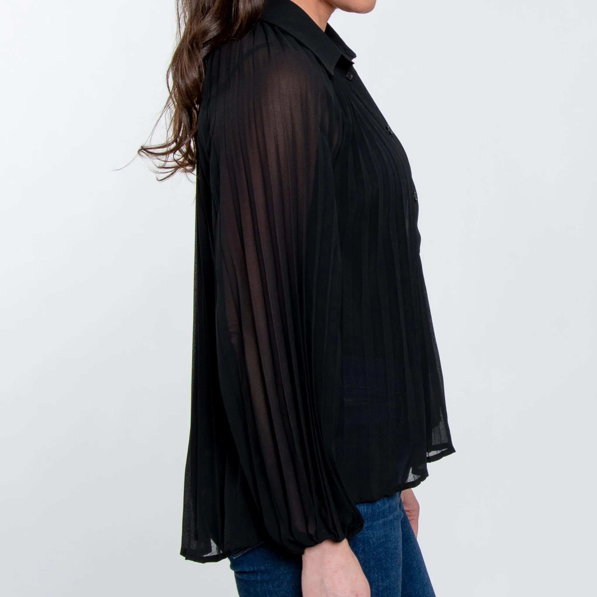 Essie Pleated Button Up Blouse