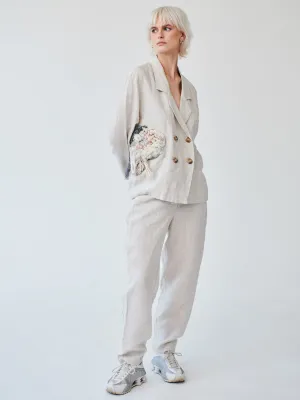 Ethically Made Beige Linen Suit With Trim